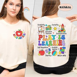 Play Is Learning Teacher Shirt, Custom Teacher Shirt, Teacher Life Tshirt, Back To School, Kindergarten Teacher, Teacher Appreciation Gifts