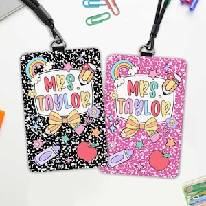 Personalized Teacher ID Badge Holder, Composition Book Teacher ID Badge Holder, Teacher Gift, Teacher Appreciation Gift, Back To School Gift
