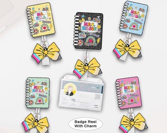 Porta credencial de profesor personalizado, porta credencial para cuaderno de composición, porta credencial retráctil, regalo de agradecimiento para el profesorado, regalo de regreso a clases.