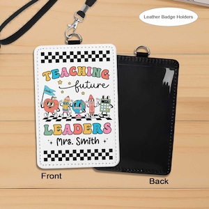 Teacher Gift, Personalized Teacher ID Badge Holder, Teacher Appreciation Gift, Back To School Gift, ID Holder Custom School Supply Theme