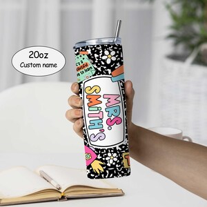 Teacher Personalized Tumbler Composition Book, Teacher Skinny Tumbler, Teacher Appreciation Gifts, Teacher Tumbler, Teacher Name Cup