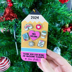 Personalized Teacher Christmas Ornament, School Teacher Ornament Gift, Thank You Gift, Christmas Teacher Gift, Teacher Appreciation Gifts