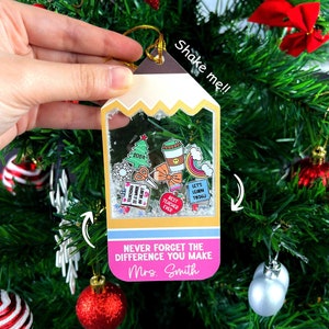 Personalized Teacher Christmas Ornament 4D Shaker Ornament, Gift From Students Thank You Teacher Appreciation Gift, Christmas Teacher Gift