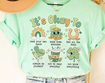 School Counselor St Patrick Day Shirt, It's Okay To Shirt, One Lucky School Counselor, Mental Health Patricks Day, Counselor Appreciation