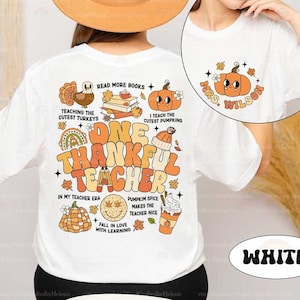 Custom Teacher Fall Shirt One Thankful Teacher Shirt, Teacher Thanksgiving Shirt, Teacher Pumpkin Retro Autumn, Teacher Appreciation Gift