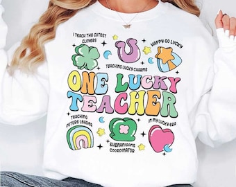 Teacher St Patrick's Day Shirt, One Lucky Teacher Shirt, Retro St Patrick Day Teacher, Shamrock Shirt Teacher, Teacher Appreciation Gift