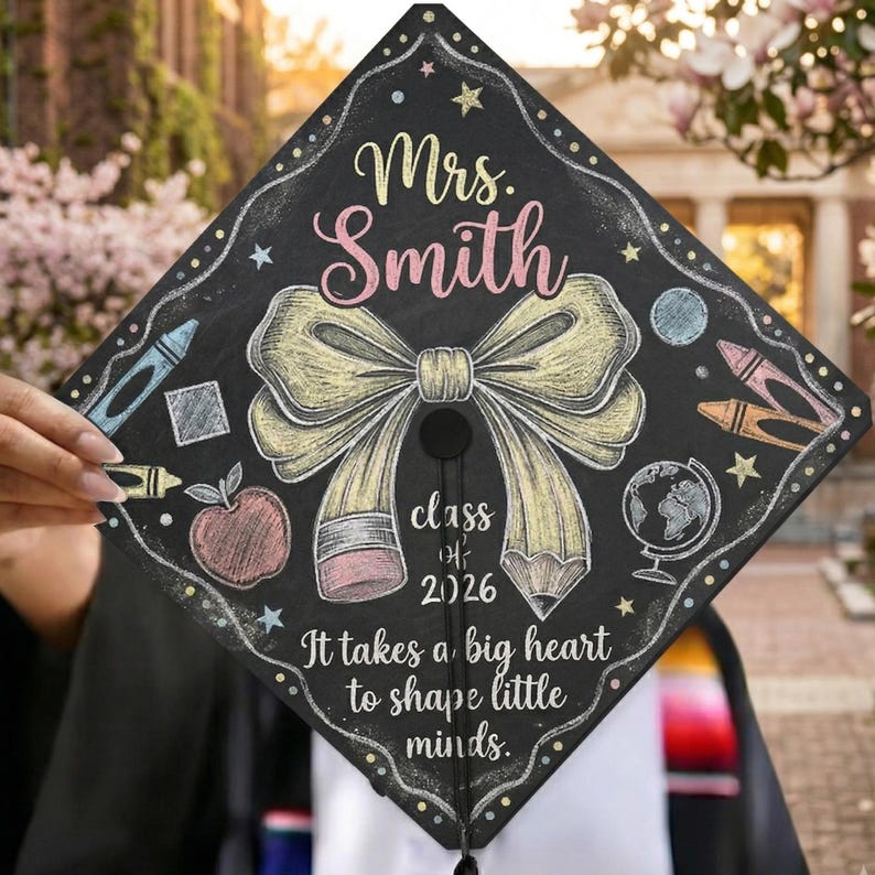 Personalized Teacher Graduation Cap Topper With Chalkboard Design ...
