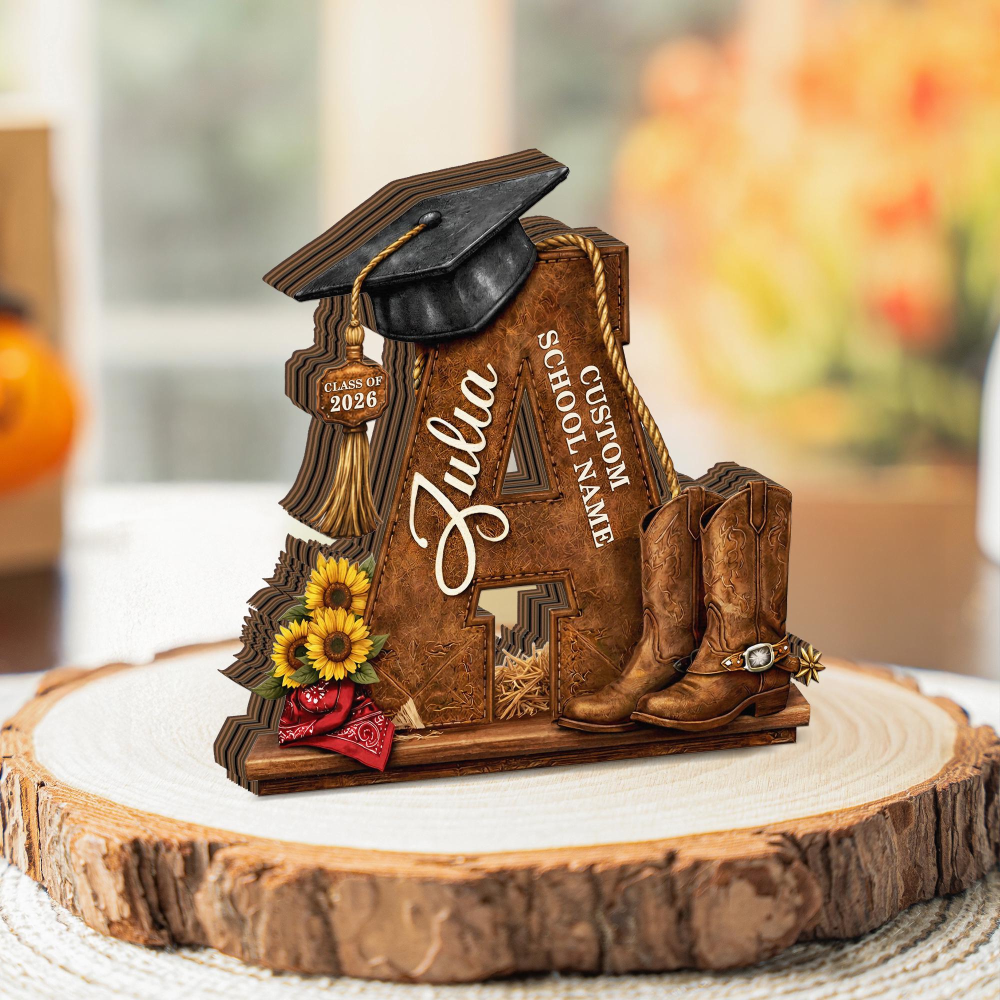Personalized Western Graduation Wooden Block, Cowboy Boots Class of ...