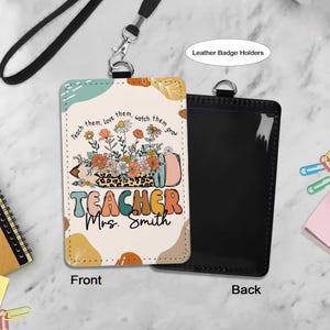 Personalized Teacher ID Badge Holder, Teacher Gift, ID Holder Custom Teacher Pencil Name, Teacher Appreciation Gift, Back To School Gift