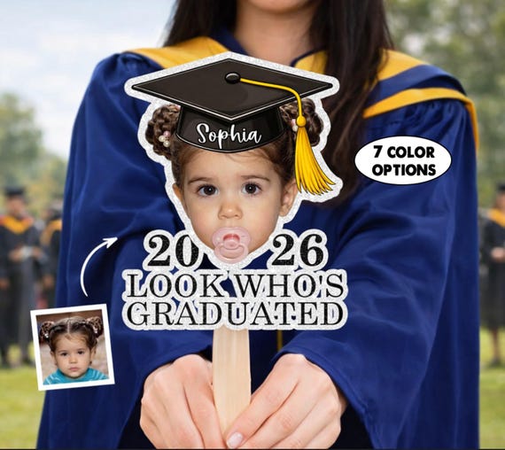 Personalized Photo Graduation Fan, Custom Graduation Party Photo Prop, Class of 2026 Graduation Gift, Funny Graduation Big Head Fan