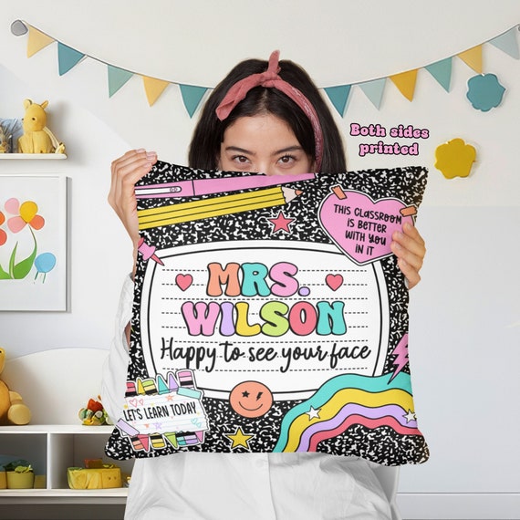 Personalized Teacher Pillow, Custom Teacher Gift, Teacher Pillow Personalized, Cute Teacher Pillow Case With Name, Teacher Appreciation Gift