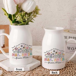 Teacher Appreciation Gift, Thank You for Helping Me Grow Custom Vase, Thank You Teacher Gifts, Flower Vase for Teacher, Back To School Gift