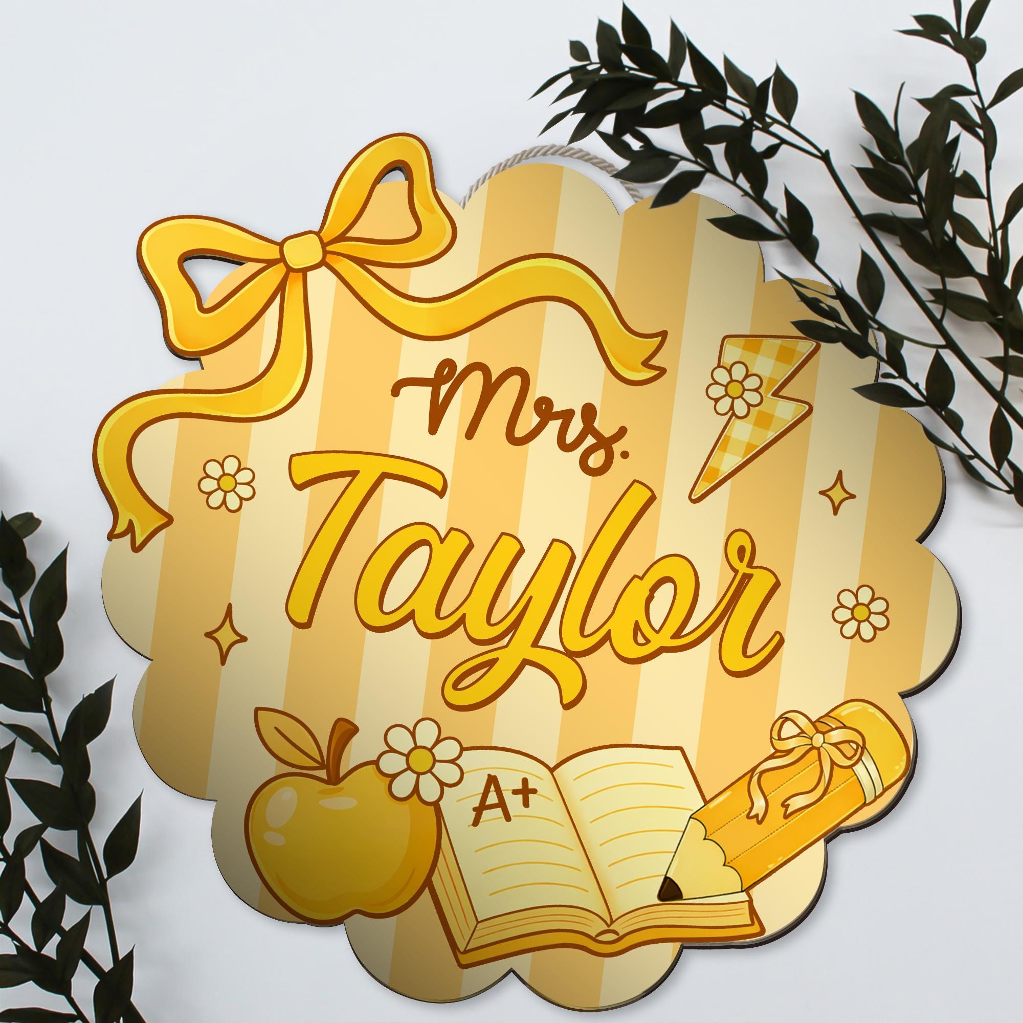 Personalized Teacher Door Hanger, Wooden Classroom Decor - Etsy
