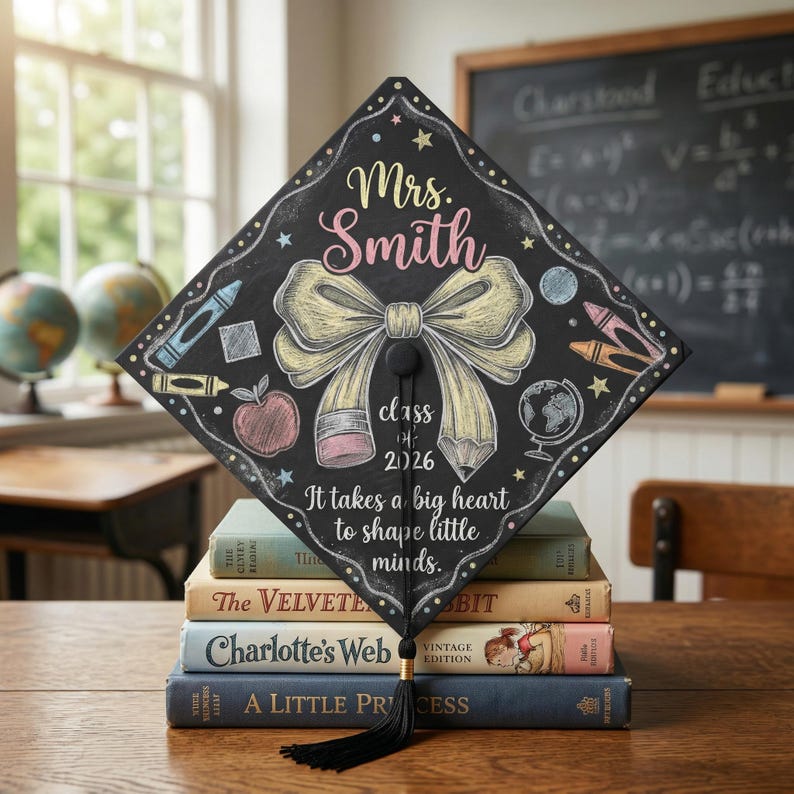 Personalized Teacher Graduation Cap Topper With Chalkboard Design ...