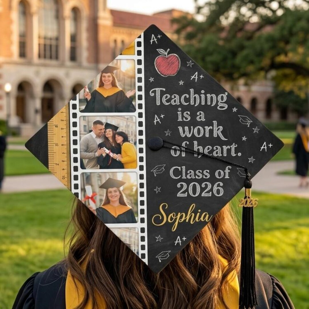 Personalized Teacher Graduation Cap Topper With Photos Custom Education ...