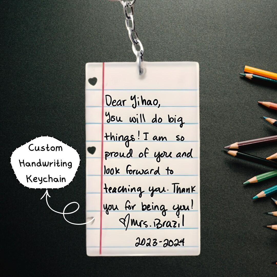 Personalized Handwriting Keychain for Students, Custom Teacher to ...