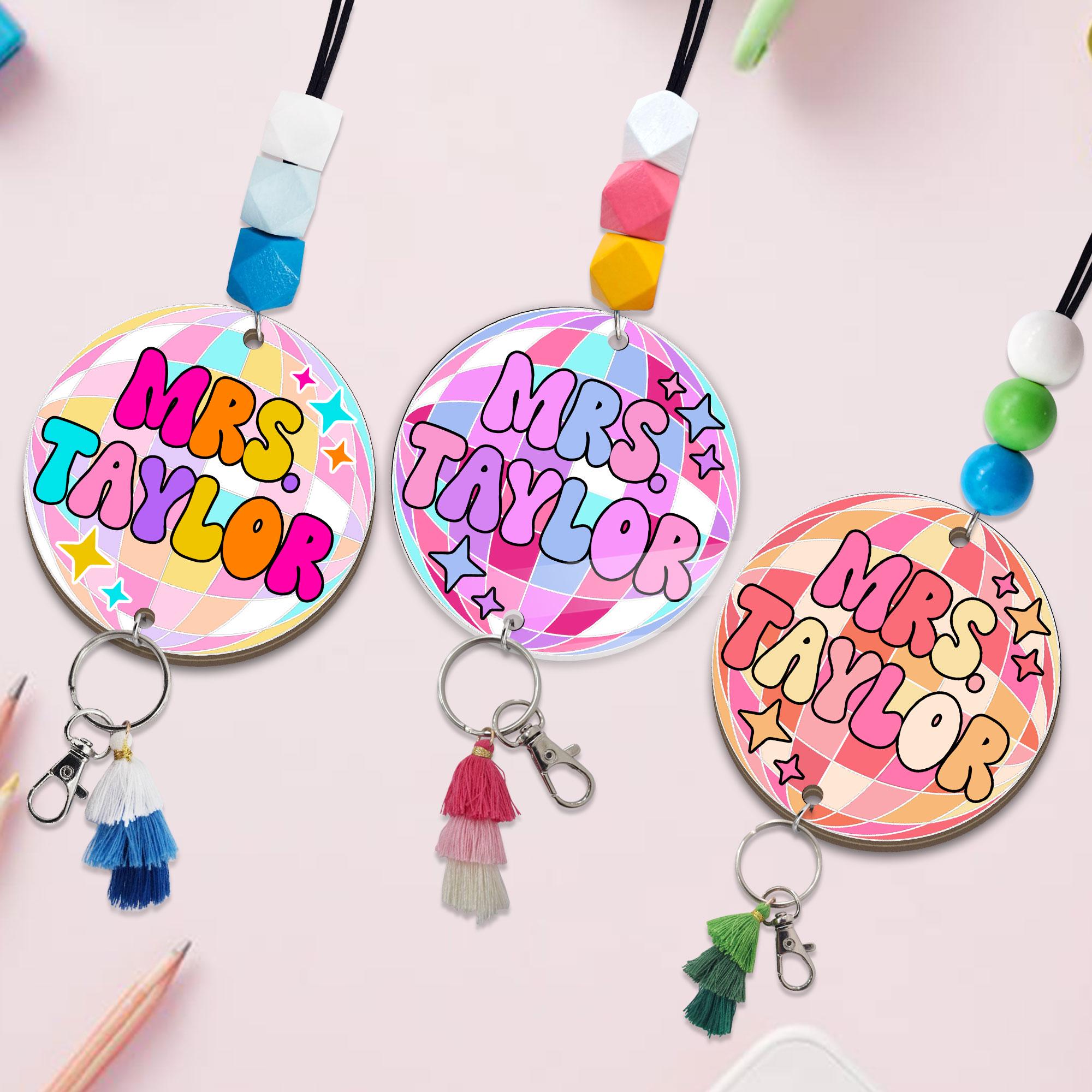 Custom Teacher Lanyard with Name, Personalized Lanyard for Keys or ID Badge, Beaded Lanyard, Teacher Appreciation Gift, Back To School Gift