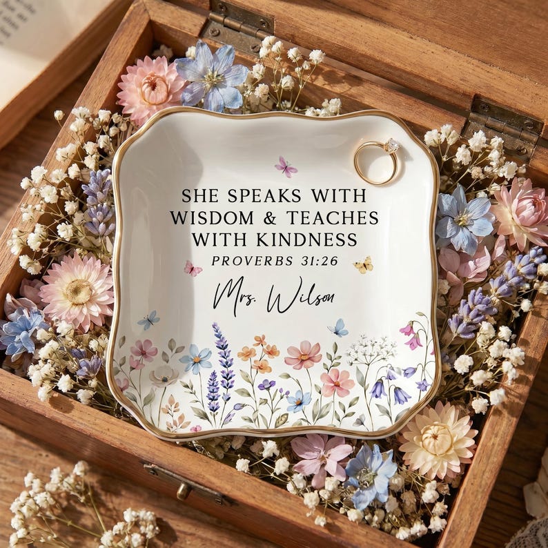 Personalized Christian Teacher Jewelry Dish, Religious Teacher Ring ...