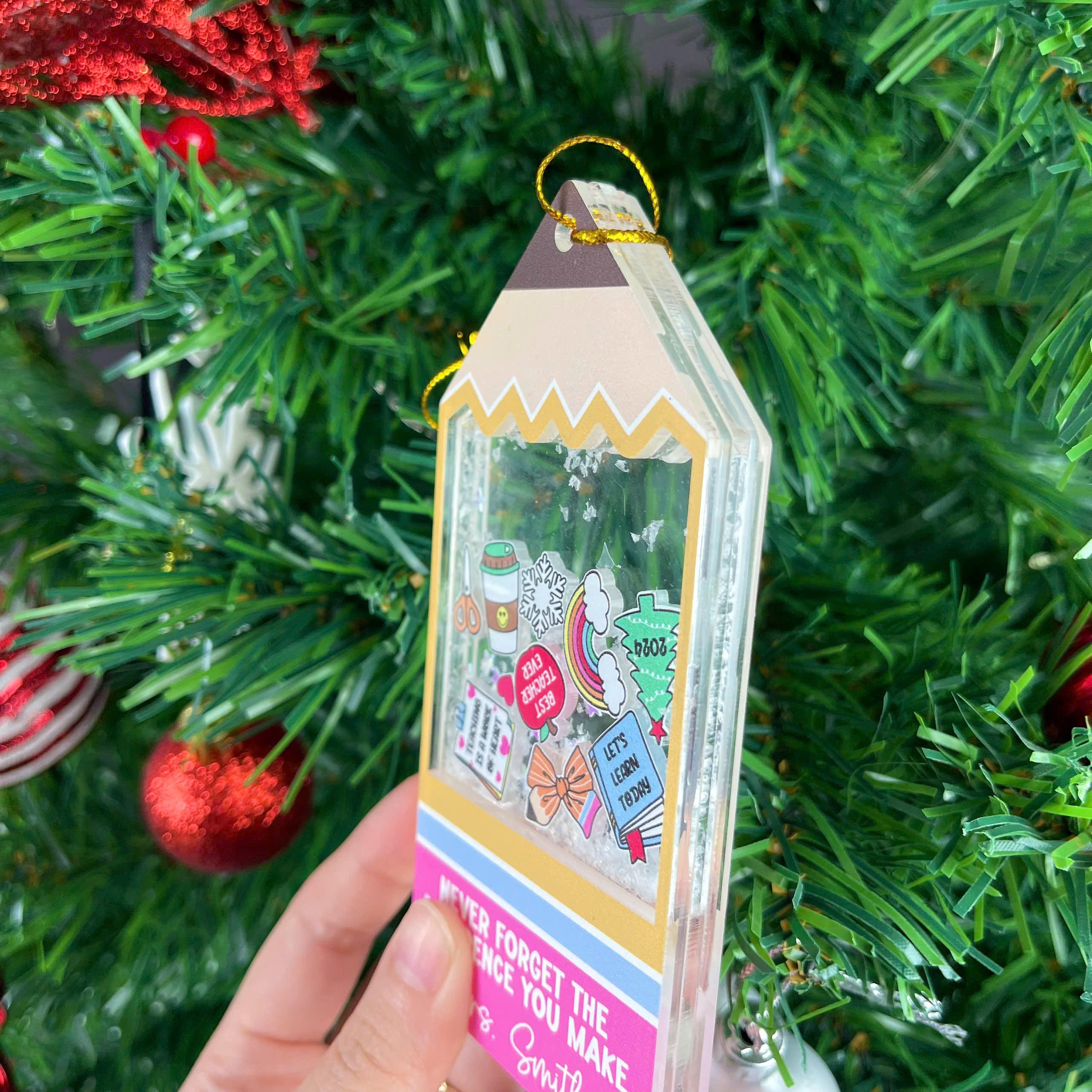 Personalized Teacher Christmas Ornament 4D Shaker Ornament, Gift From Students Thank You Teacher Appreciation Gift, Christmas Teacher Gift