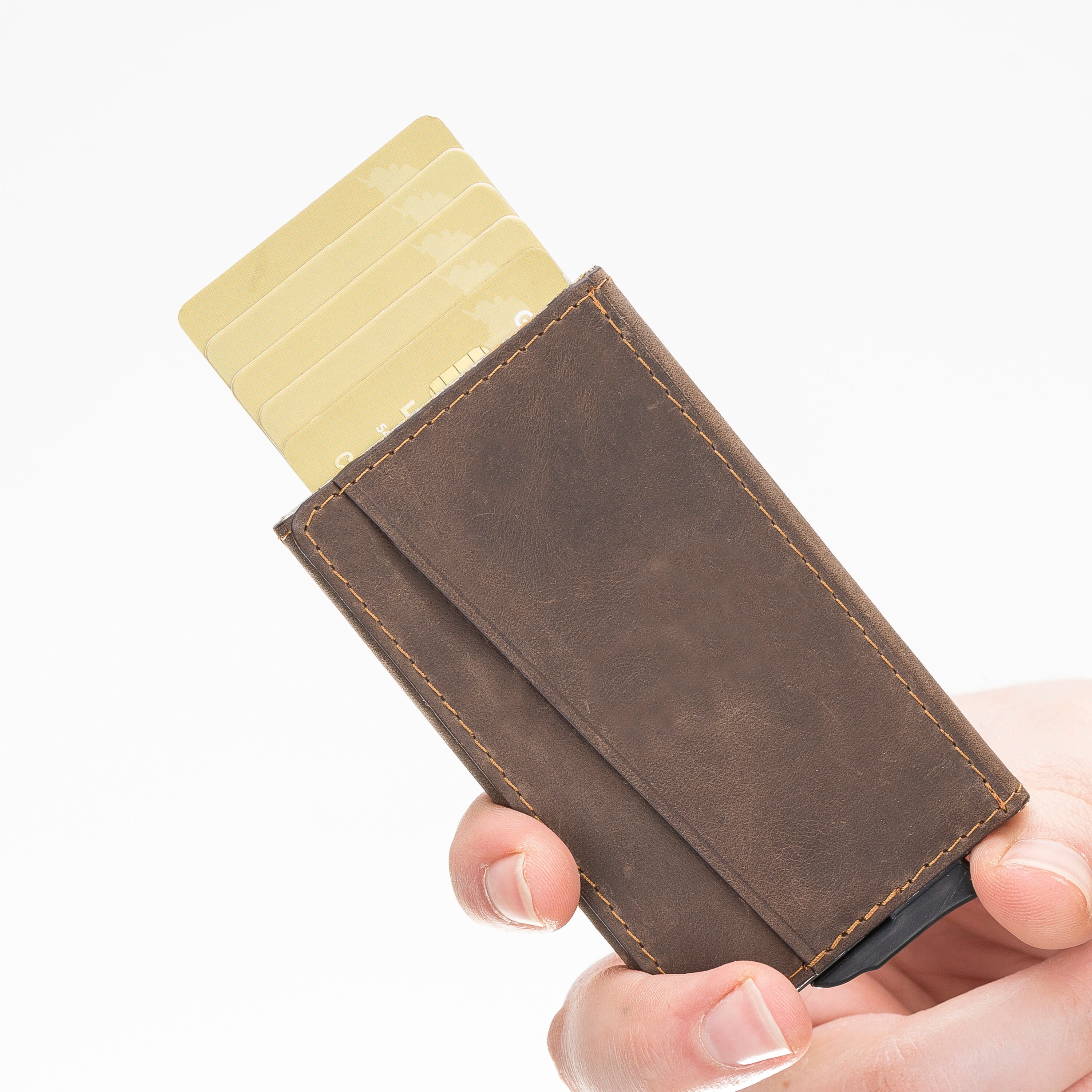 Minimalist Leather Pop up Wallets for Men Mens Slim Wallet Etsy