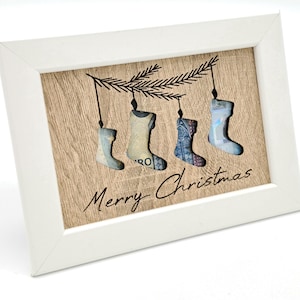 Geldgeschenk Socken personalisiert Bilderrahmen Weihnachten Feier Jubiläum Liebe Familie Geldverpackung Kleinigkeit Weihnachtsbaum Zweig