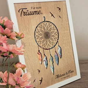 Geldgeschenk Traumfänger personalisiert Bilderrahmen Hochzeit Geburtstag Taufe Feier Jubiläum Hochzeitsgeschenk Verpackung für Geld Träume