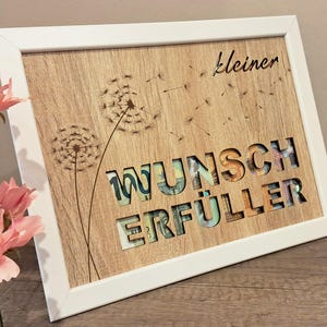 Geldgeschenk kleiner Wunscherfüller Pusteblume Löwenzahn Bilderrahmen Geburtstag Feier Jubiläum Geldgeschenke Geldverpackung Glück Blume