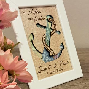 Geldgeschenk Anker Bilderrahmen Hochzeit Geburtstag Feier Jubiläum Geldgeschenke Geldverpackung Liebe Meer Meeresrauschen Geschenk