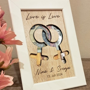 Geldgeschenk Braut Braut zwei Frauen LGBTQ Bilderrahmen Hochzeit Gleichgeschlechtlich lesbisch Paar personalisiert Ehe mrs mrs Zeichen