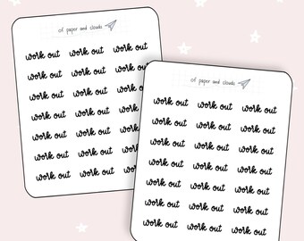 Hand written work out sticker - work out and exercise script sticker