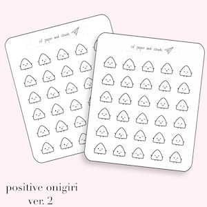 Autocollants Positifs Onigiri Version 2 - Autocollants emoti de personnages dessinés à la main pour les planificateurs, les albums et les bullet journals
