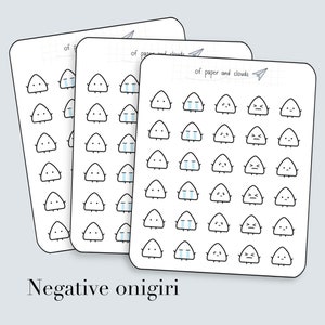 Autocollant onigiri négatif - autocollant de caractère emoti négatif