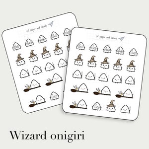 Wizard Onigiri - Autocollant emoti de personnage Harry Potter dessiné à la main pour les planificateurs, les albums et les bullet journals