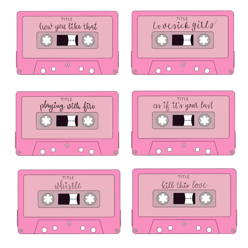 Black Pink Cassette Tape Stickers Kpop Etsy