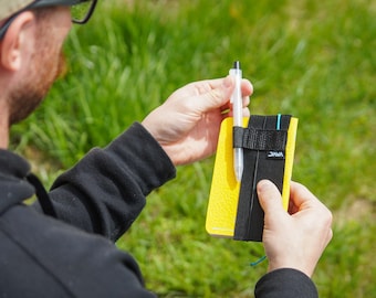 Minimalist Field Notes Cover - Bookmark, Pen Holder and Elastic Cord Closure - Slim Design