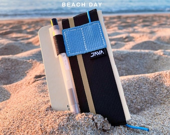 Minimalist Field Notes Cover - Bookmark, Pen Holder and Elastic Cord Closure - Slim Design