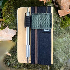 Minimalist Field Notes Cover With Elastic Wallet - Bookmark, Pen Holder, Elastic Band Closure and Wallet - Slim Design