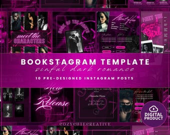 Dark Romance Bookstagram Template - Editable Instagram Posts for Readers & Authors