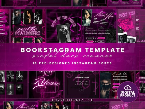 Dark Romance Bookstagram Template - Editable Instagram Posts for Readers & Authors