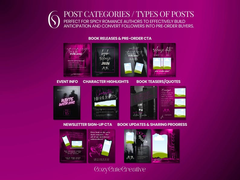 Spicy Romance Book Launch Kit – 4:5 Instagram Post Template for Authors image 5