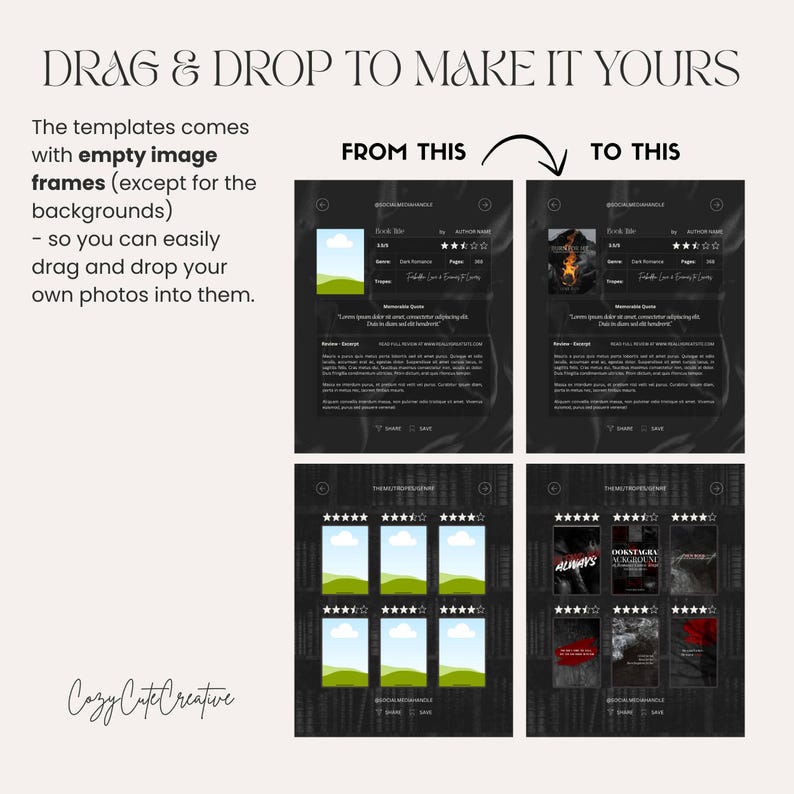 Elegant Dark Romance Book Review Template – 2 Elegant Instagram ...