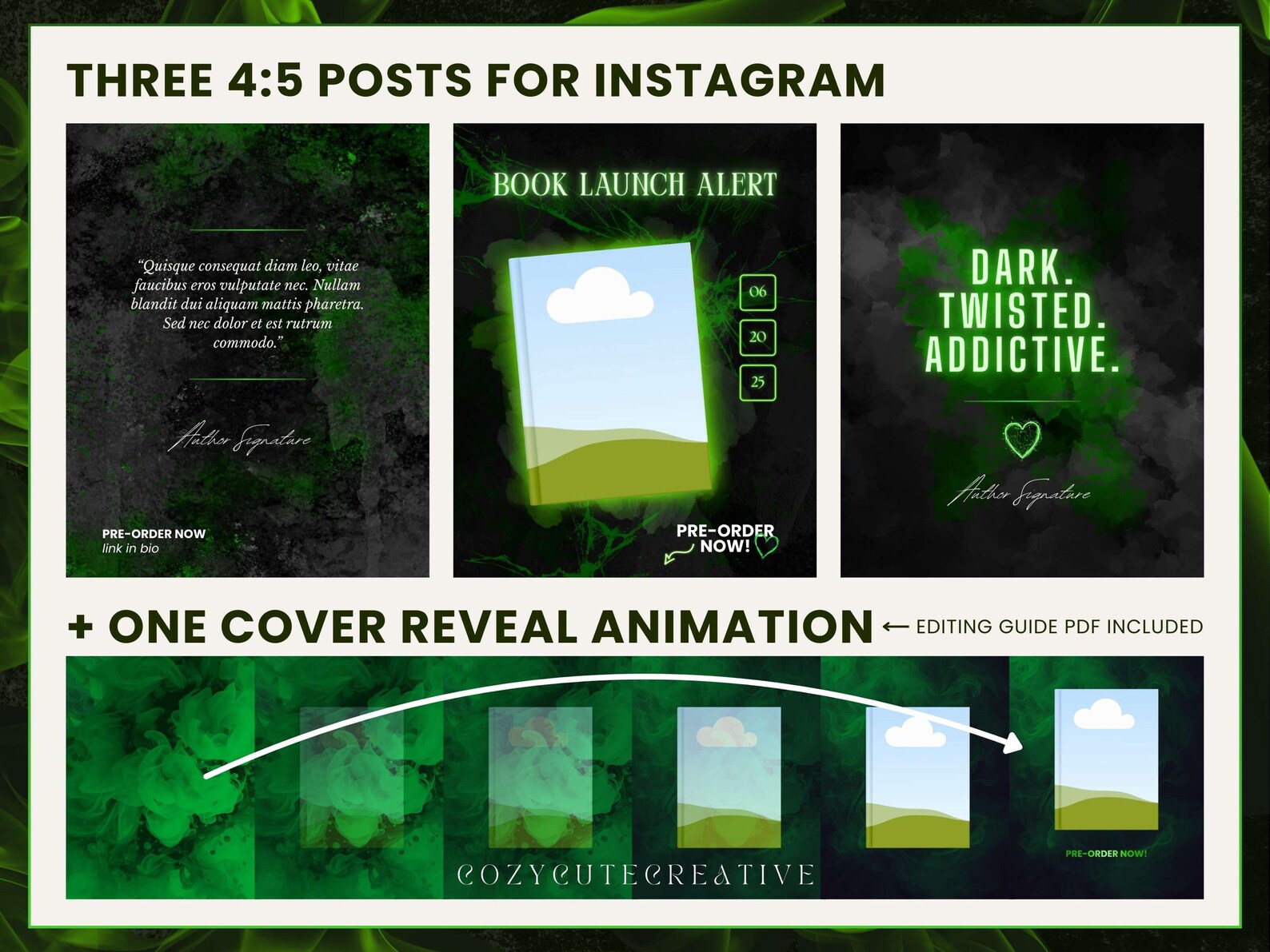 Editable Instagram Post Template for Dark Romance Authors - Book Launch ...
