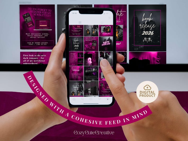 Spicy Romance Book Launch Kit – 4:5 Instagram Post Template for Authors image 4
