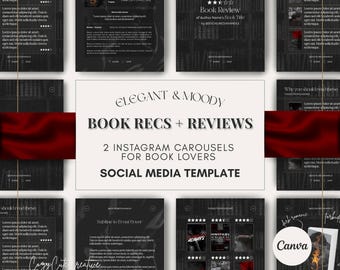 Elegant Dark Romance Book Review Template – 2 Elegant Instagram Carousels for Authors & Readers