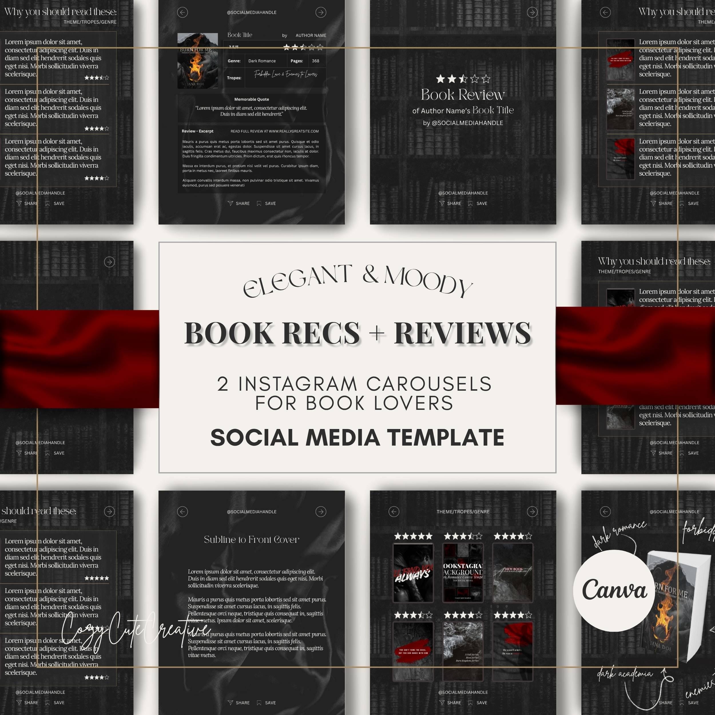 Elegant Dark Romance Book Review Template – 2 Elegant Instagram ...