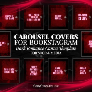 Dark Romance Carousel Covers Set – Moody Red Bookstagram Post Template