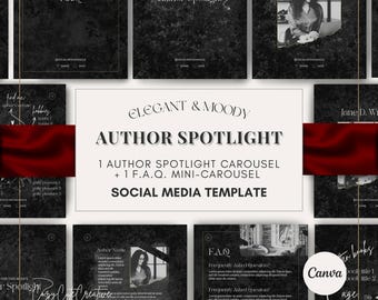 Elegant Author Instagram Template – 2 Bookstagram Carousel Posts for Dark Romance Writers