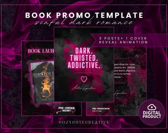 Editable Instagram Post Template for Dark Romance Authors - Book Launch & Promotion Canva Template