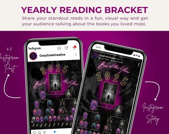 Modèle canva avec support de livre noir - Article et histoire Bookstagram de la lecture de l'année - Suivi de lecture mensuel