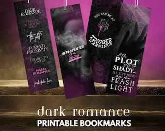 Spicy Dark Romance Bookmarks - Set of 4 Printable Designs (PNG)